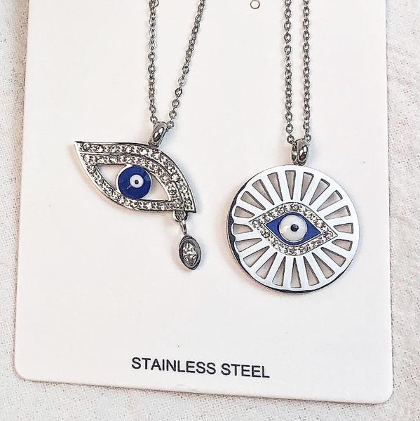 

fashion turkish evil eyes necklaces for women bohemian vintage devil pendant choker party jewelry wholesale, Silver