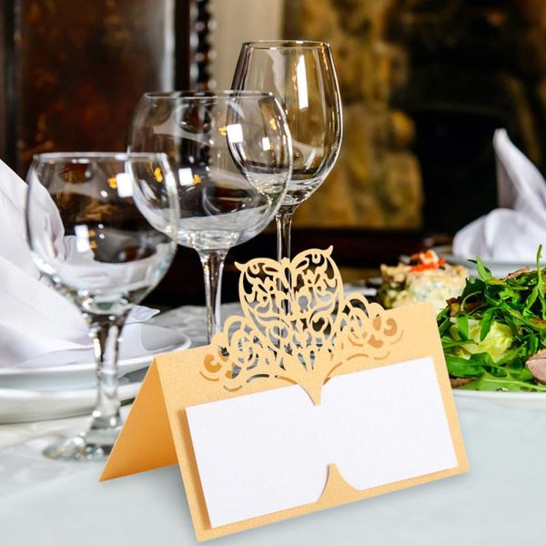 

30pcs hollow floral place cards golden table name reception for wedding banquet (golden) greeting