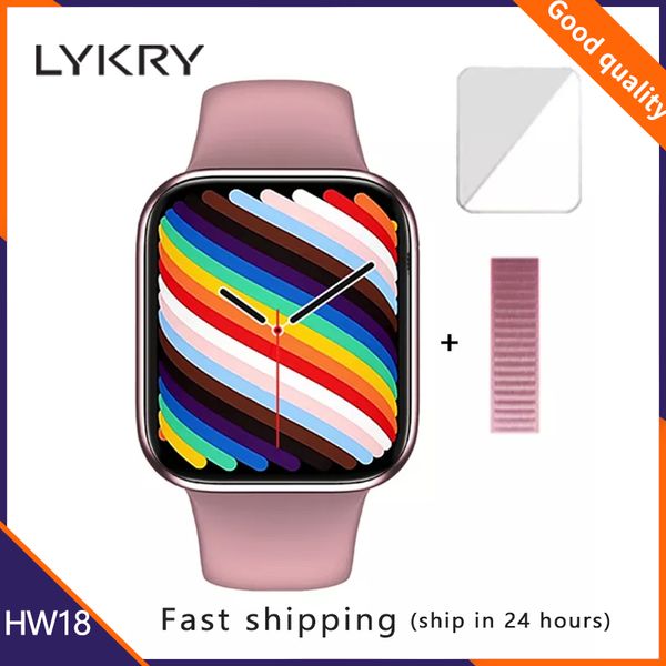 

lykry iwo hw18 smartwatch 1.6 inch full screen 40mm bluetooth call 3d dynamic ui women men watch series 6 pk iwo hw12 hw16 hw22g, Slivery;brown