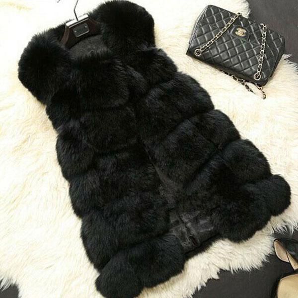 

women's vests black faux fur grass plush outwear furry waistcoat loose over coat vest sleeveless cloth winter clothes underwaist wom, Black;white