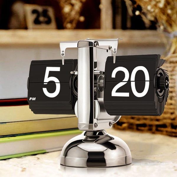 

desk & table clocks flip clock retro wall office watch vintage auto down internal gear operated stand mechanism gifts
