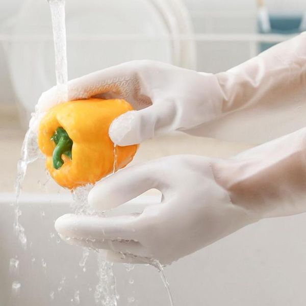 

disposable gloves 1 pair female waterproof rubber latex dishwashing oversleeves eco-friendly heat resistant for home tools