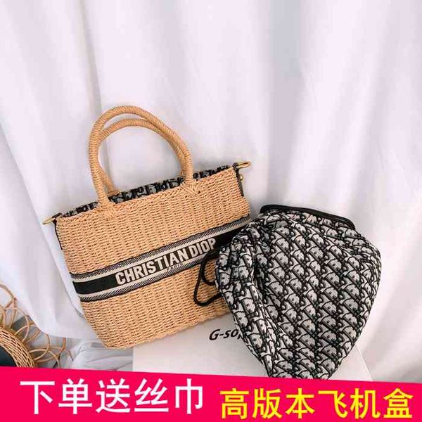 

luxury herme handbags and storage d home letter weaving embroidery 2021 summer new single shoulder vegetable basket manu