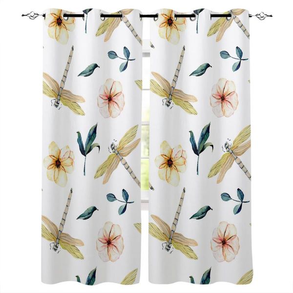 

flowers green leaves dragonfly curtains for living room bedroom window treatment blinds finished drapes kitchen curtain &