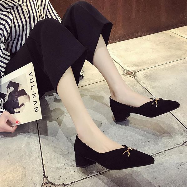 

dress shoes professional woman office lady basic pumps faux suede high heels pointed toe u14-24, Black