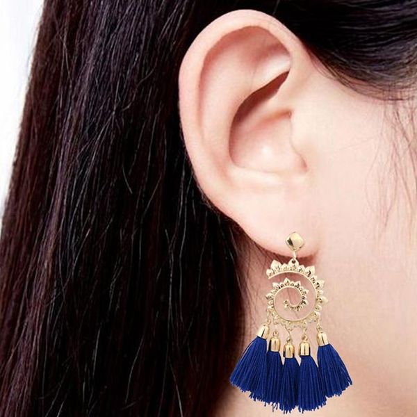 

dangle & chandelier 1pair tassel female drop earrings for women bohemia handmade plastic beads jewelry gift, Silver