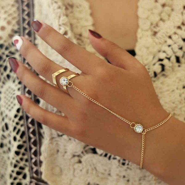 

wholesale women heart finger ring bracelets fashion personality match simple lady love gold color bracelet, Golden;silver