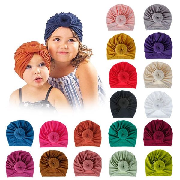 

cute baby turban hat knot spring summer solid color soft cotton girl beanie infant toddler elastic head wraps kids cap caps & hats, Yellow