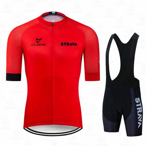 

racing sets 2021 strava pro team cycling jersey clothing ropa ciclismo hombre summer clothes bike uniforme, Black;blue