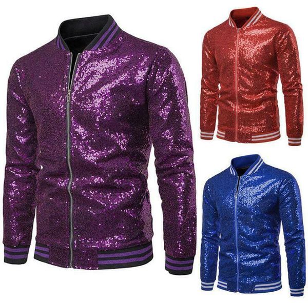 

men's jackets 6 colors fashion sequins glitter nightclub long sleeve coats, Black;brown