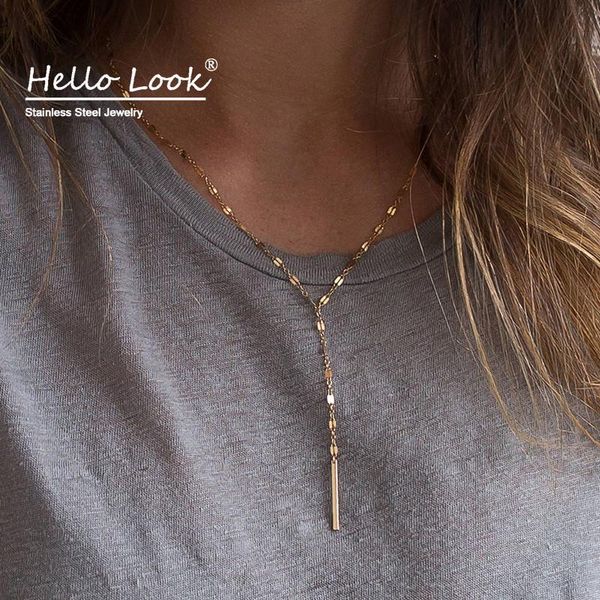 

hellolook trendy pendant choker necklace for women neck jewelry 316l stainless steel girl clavicle bamboo chain gift chokers, Golden;silver