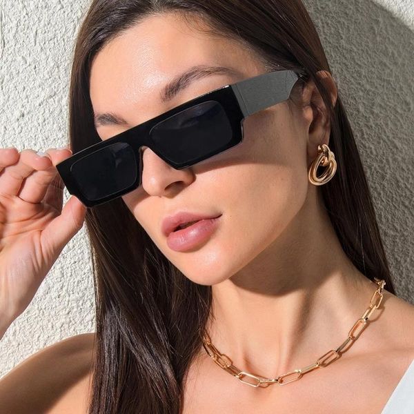 

women classic vintage brand design sun glasses 2021 fashion cool rectangle style retro sunglasses uv400, White;black
