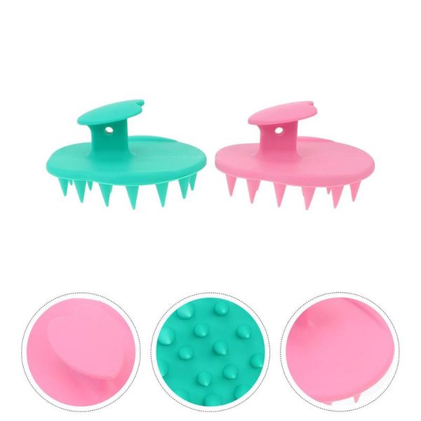 

hair brushes 2pcs practical head scrubbers shampoo scalp, Silver