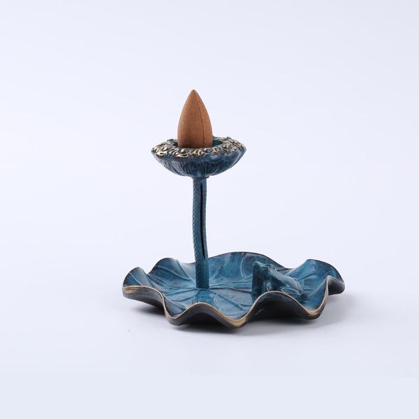 

fragrance lamps flower statue plate incense burner metal luxury backflow smoke aroma stick holder quemador incienso lotus ea6xxl
