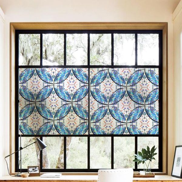 

window stickers glue-blue electrostatic glass film bathroom balcony frosted grille sticker sunscreen anti-uv