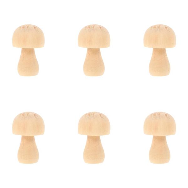 

sewing notions & tools 6pcs diy wooden mushroom small sculpture painting doll, Black