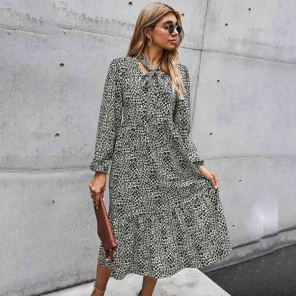 

dresses bohemian spring autumn lace up v-neck long sleeve high waist women es french print elegant midi vestidos ezy6, Black;gray