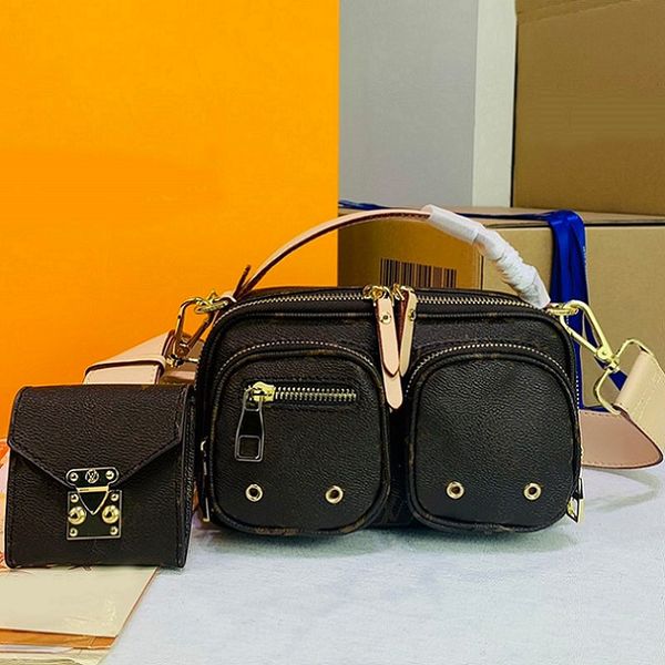 

crossbody bags handbags l purse large capacity mahjong bag chameleon skin pure steel hardware key case detachable wide shoulder strap #56888