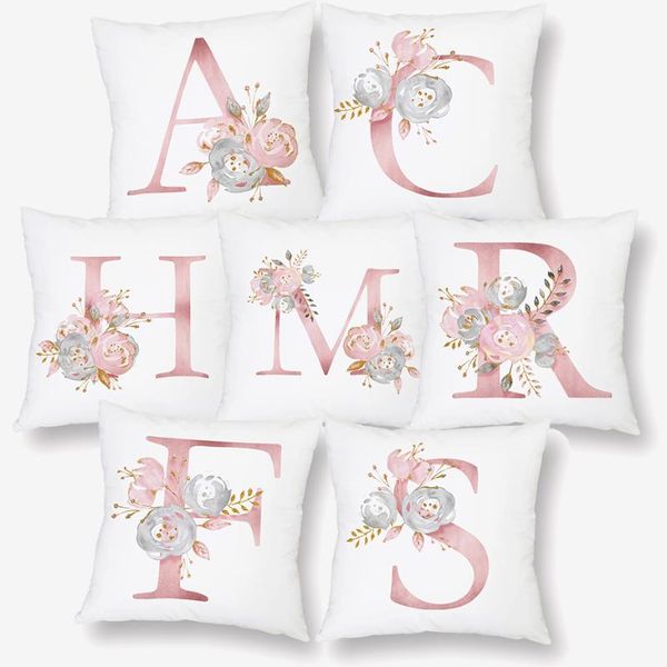 

english letters alphabets cushion covers floral letter baby name initials family love cover pillowcase gift present cushion/decorative pillo
