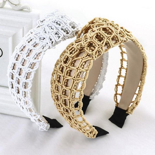 

haimeikang hand-woven hair hoop headband high-end solid knottted women hairbands headwear fashion wide accessories1
