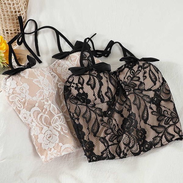 

inside and outside wear bottoming shirt amoi short lace halter small camisole 210709, White