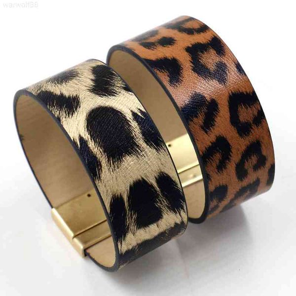 

luxury european and korean fashion leopard personality exaggeration wide leather women's magnetic clasp designer jewelrymen bracelets, Golden;silver