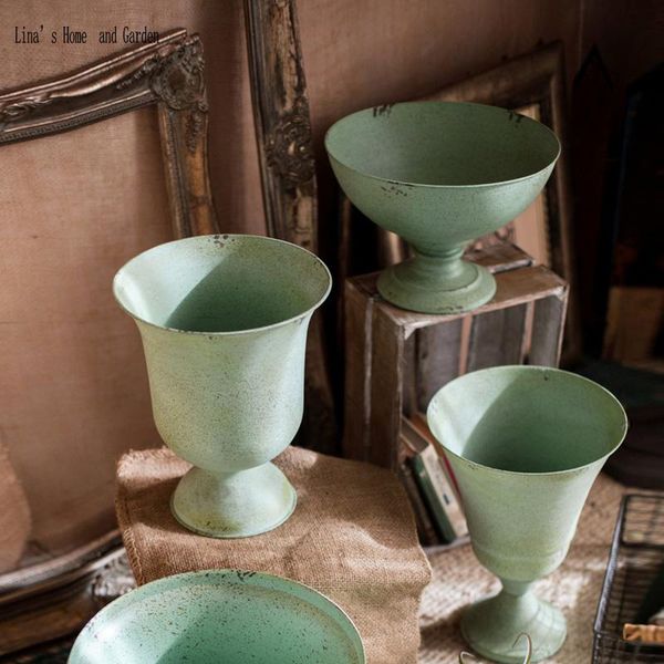 

vases goblet beautiful handmade aqua blue antique vintage metal vase