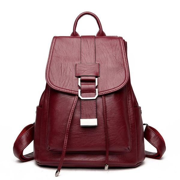 

outdoor bags korean version of the backpack female 2021 bag fashion soft leather travel casual student school