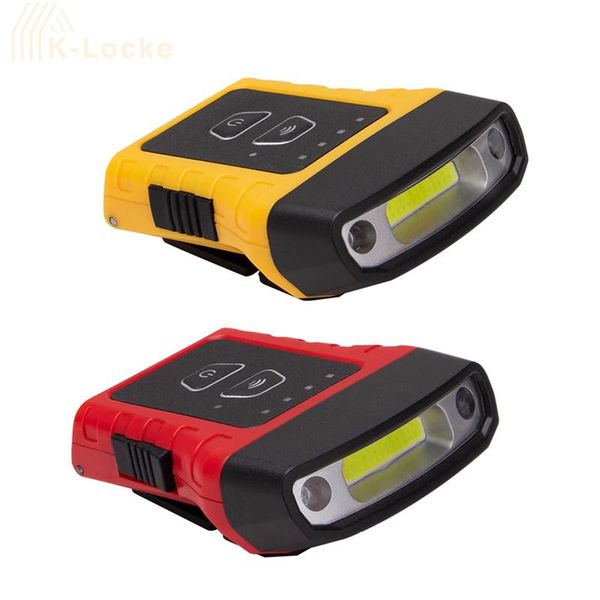 

headlamps 2 in 1 mini led cap light headlight 180 degree rotating cob clip induction usb charging head lamp outdoor searchlight