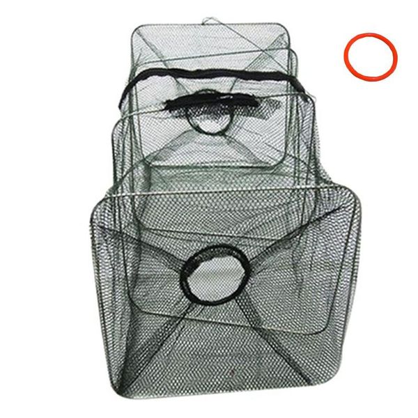 

mesh crab fishing net crayfish lobster shrimp prawn hand trap foldable network cage medium model *p accessories