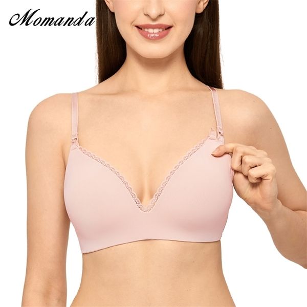 

momanda women's wirelightly lined soft maternity nursing lace bra 210918, White