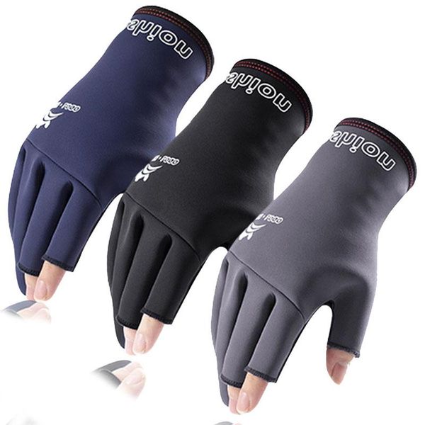 

cycling gloves waterproof windproof sports three-finger design for fishing outdoor foam rubber fabric, Black