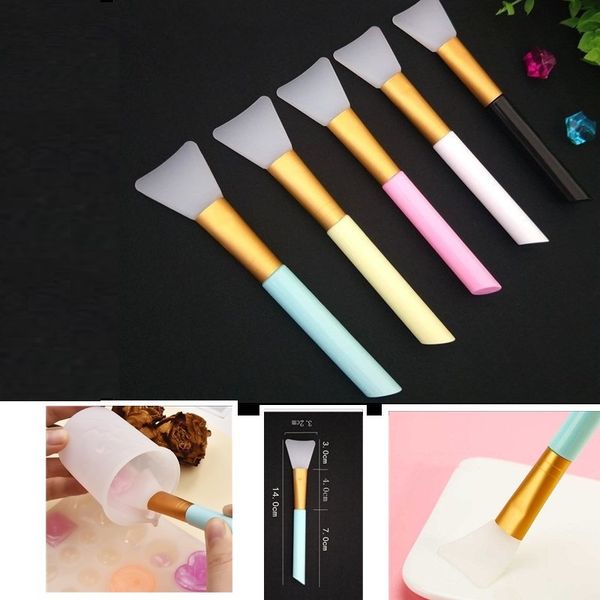 

5 random-color silicone brushes for diy jewelry making tools brush mold tool brush soft head silicone film adjustment stick, Slivery;golden