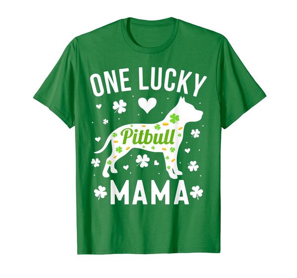 

St Patricks Day Pit Bull Shirt Lucky Mom Mama Dog Gift Tee, Mainly pictures