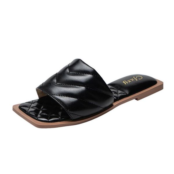 

slippers women's shoes 2021 summer -selling solid color daily casual one-line female sandals, Black