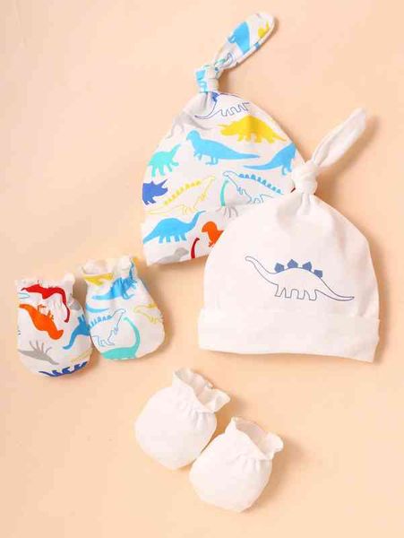 

2pcs baby cartoon graphic hat & 2pairs gloves she01, Yellow