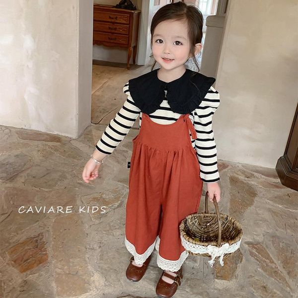 

jumpsuits 2021 arrival girls cotton linen overall autumn soft fashion kids pants 1-7 years, Blue