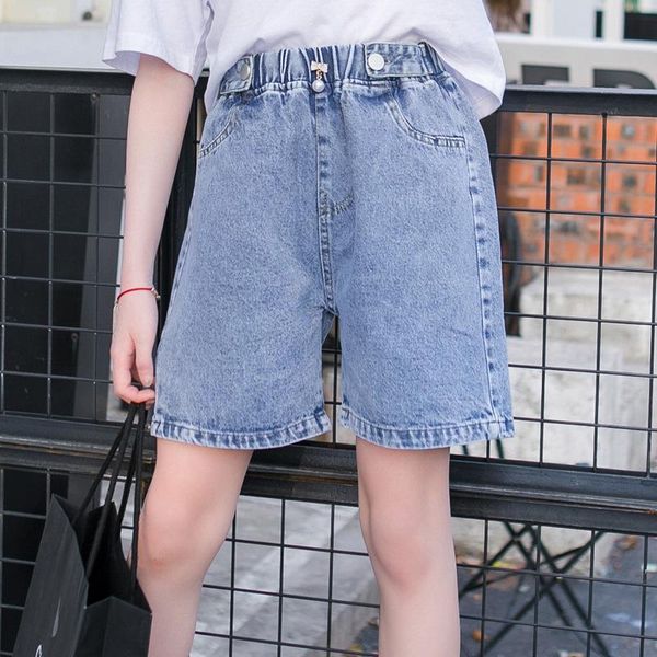 

girls jeans kids short denim shorts children fashion solid pants summer casual clothing, Blue