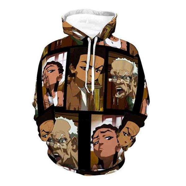 

couple fashion trendy brand leisure 3d hoodie american cartoon country man men's, Black
