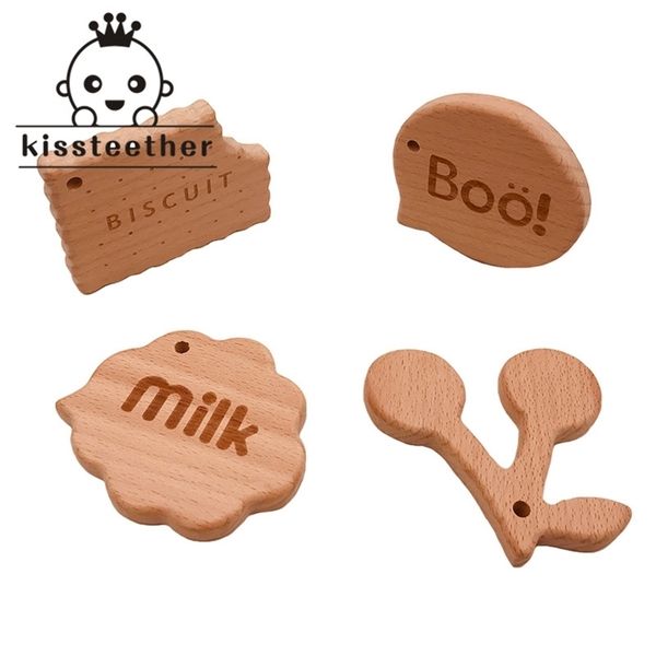 

infant chawable toy baby wood teether cherry shape natrual en toys teething accessories shower gifts 211106
