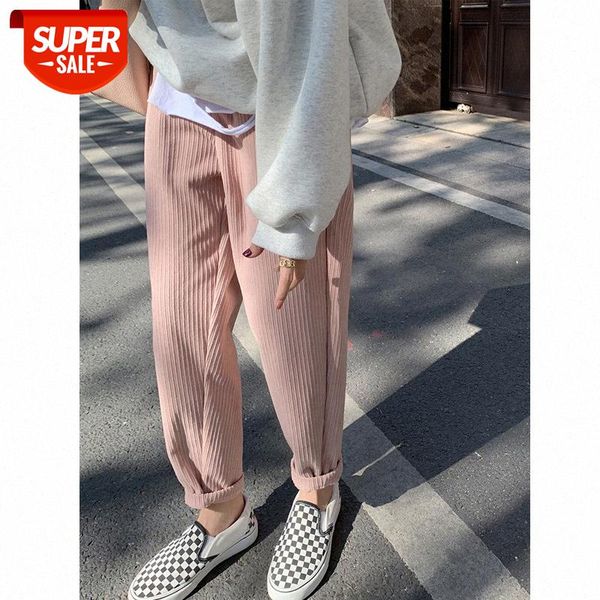 

pink corduroy pants women's waist loose, straight, thin and fleece casual granny #vy2h, Black;white