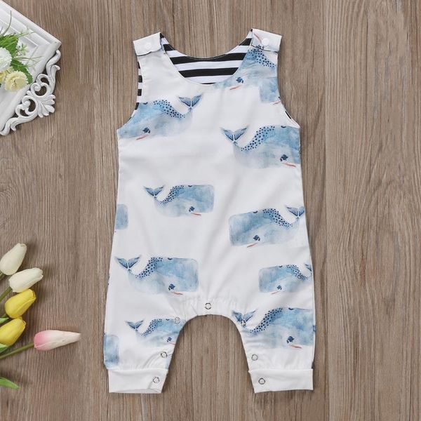 

citgeesummer baby clothing born infant boys girls print romper sleeveless jumpsuit outfit clothes jumpsuits, Blue