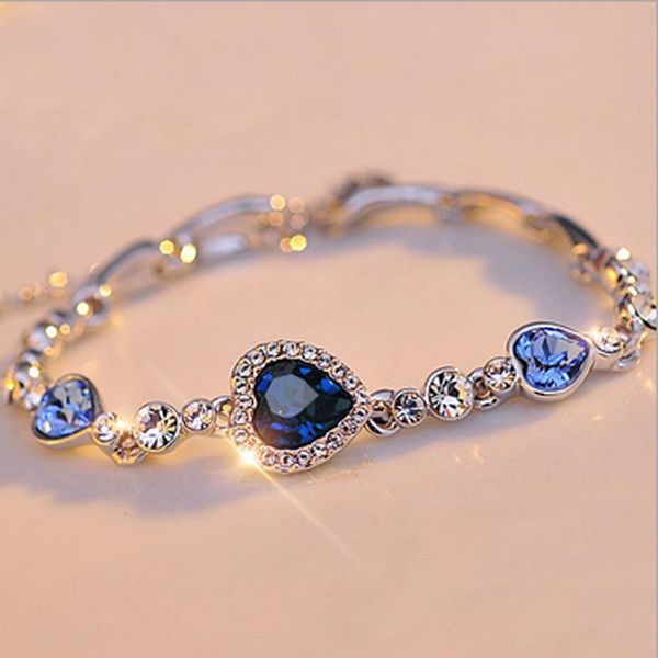 

link, chain korean love crystal bracelet fashion sea heart ie south korea accessories creative wholesale, Black