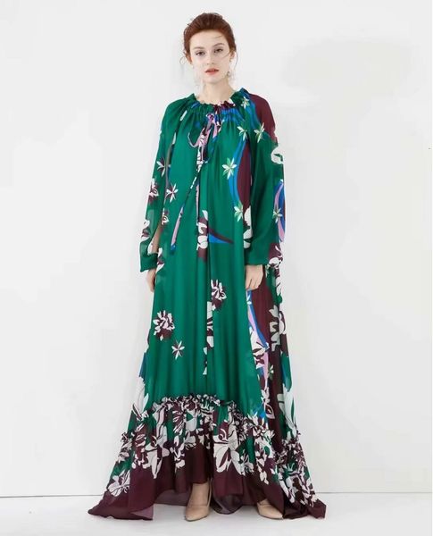 

capris plus size clothing 2021 spring style women elegant floral print long sleeve casual loose floor length oversize 3xl 4xl 5xl, Black;gray
