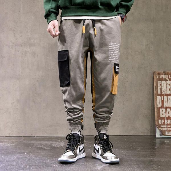 

harajuku overalls men's youth multi pocket loose casual pants leggings, Black