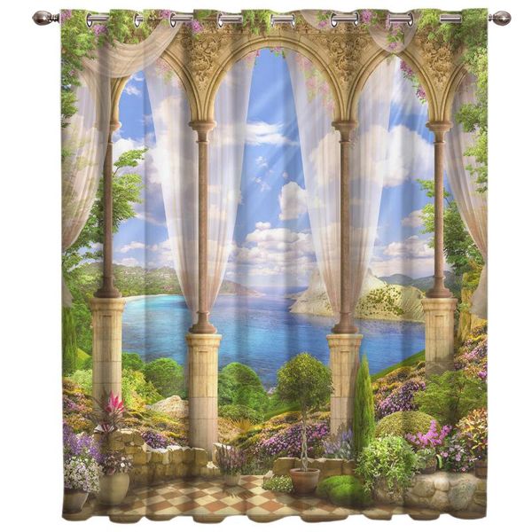 

curtain & drapes european style courtyard landscape garden curtains for windows modern printing living room bedroom