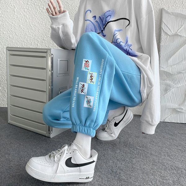 

men's pants drawstring leggings spring and autumn hong kong style ins loose wide leg casual are trendy versatile, Black