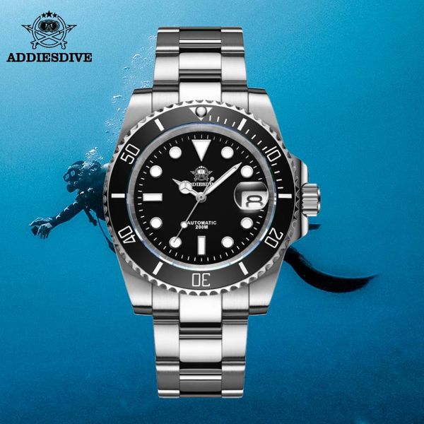 

wristwatches addies dive watch nh35 automatic mechanical men 200m c3 super luminous steeldive 1953 sapphire, Slivery;brown