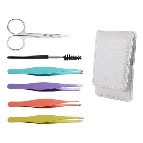 

eyebrow tools & stencils 6pcs tweezers tweezer set professional eye lashes extension tongs scissors cosmetic