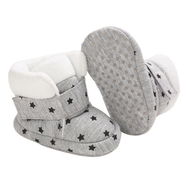 

boots citgeewinter baby booties fashion star print ankle crib shoes toddle walking with anti-skid bottoms, Black;grey